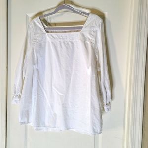 Time and True Size XL 16-18 white 100% cotton linen blouse